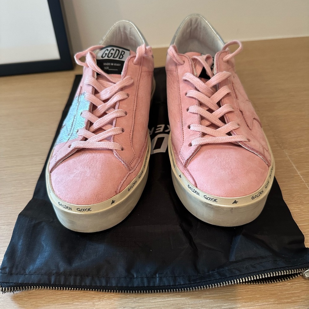 Golden Goose Pink Suede Hi Star with Silver paint limited edition barely worn - Picture 3 of 12